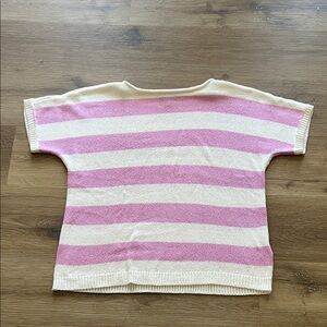 Chaps Sweater in Pink and White Stripes